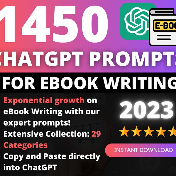 1450 ChatGPT Prompts for Ebook Writing | Write Successful Ebooks | Write a Bestsellers using AI | Author Resources for Ebook Writing