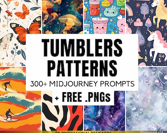 300+ Midjourney Tumbler Patterns Designs Prompts, Images & Tips | AI Art Generation |  Prompt Bundle, Learn Midjourney | FREE PNGs Patterns