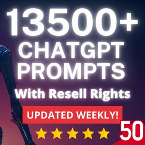 13500+ ChatGPT Prompts with Resell Rights | Make Money Online with AI | Commercial Use PLR Bundle Lot | Business Ideas | Passive Income |PLR