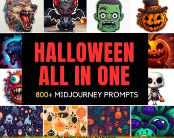 All-In-One Halloween Midjourney Prompts | Many Categories, Bundle Lot, Midjourney AI Art | Learn Midjourney, Digital Art,AI Image Generation