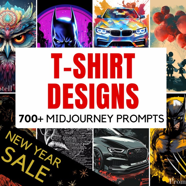 700+ Expert T-shirt Designs Midjourney V6 Prompts, AI Art, Midjourney Prompt Bundle, Learn Midjourney Prompting, Digital Generated Designs