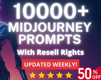 10000+ Midjourney Prompts with Resell Rights | PLR Bundle Lot | Content Ideas | AI Image Prompts | Ready to Sell, Copy & Paste,Business Idea