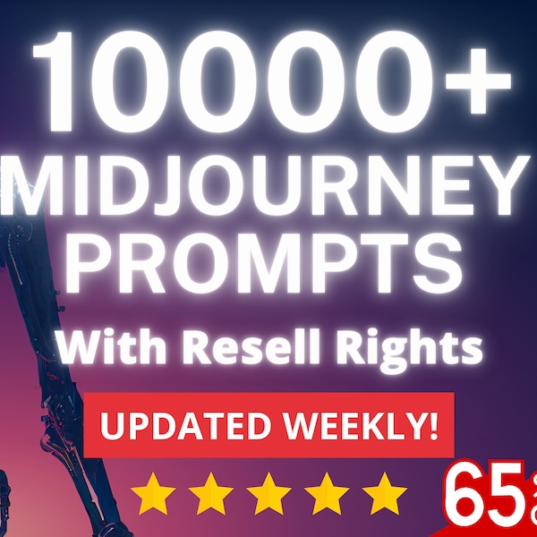 10000+ Midjourney Prompts with Resell Rights | PLR Bundle Lot | Content Ideas | AI Image Prompts | Ready to Sell, Copy & Paste,Business Idea
