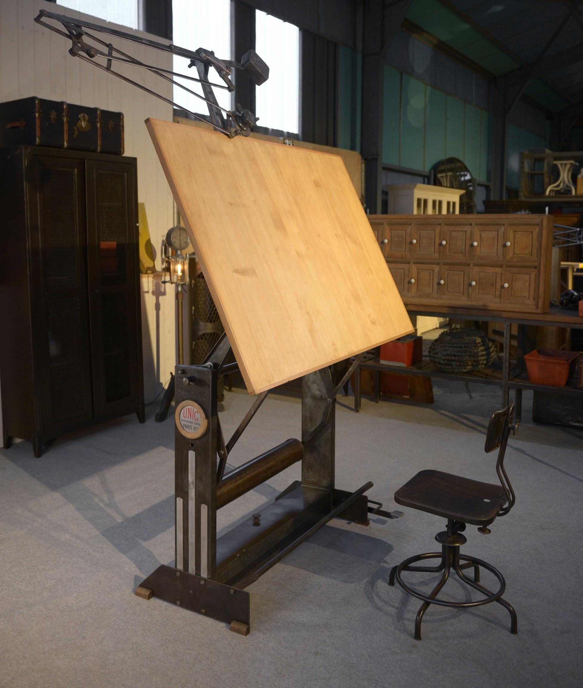 Vintage Drafting Table in Cerused Oak Vintage Drafting Table in Cerused Oak