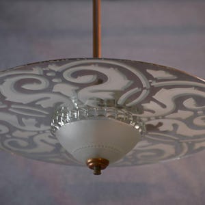 Lustre Art déco en verre dépoli et miroité 1940&#39;s