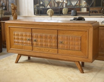Buffet brutaliste en chêne 1960's