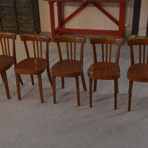 Ensemble de 5 chaises bistrot en hêtre 1950&#39;s