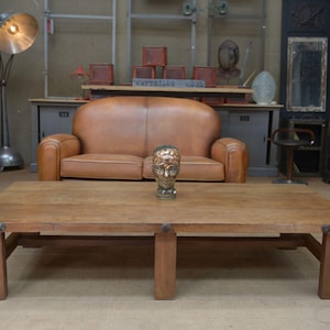 Table basse 6 pieds en chêne massif 1950