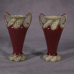Paire de vase en barbotine manufacture LILLE FIVES Art Nouveau 1900s