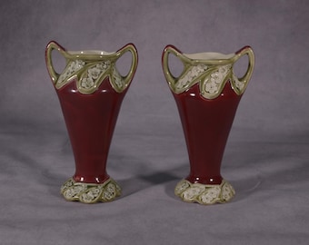 Paire de vase en barbotine manufacture LILLE FIVES Art Nouveau 1900s