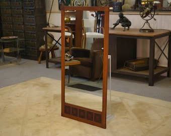 Miroir scandinave teck et céramique 1960's
