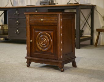 Chevet/meuble d'appoint brutaliste en chêne 1960's