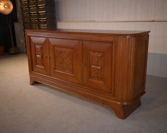 Buffet en chêne massif 3 portes pieds galbés 1950's