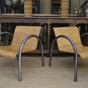 Paire de Fauteuils Design Vintage métal et bois 1950