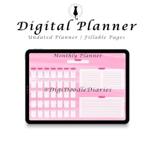 Undated Pink Marble Monthly Planner | Fillable, Elegant Aesthetic | Digital Download