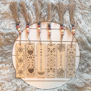 Engraved Wooden Bookmark: Floral Design, Book Lover Gift