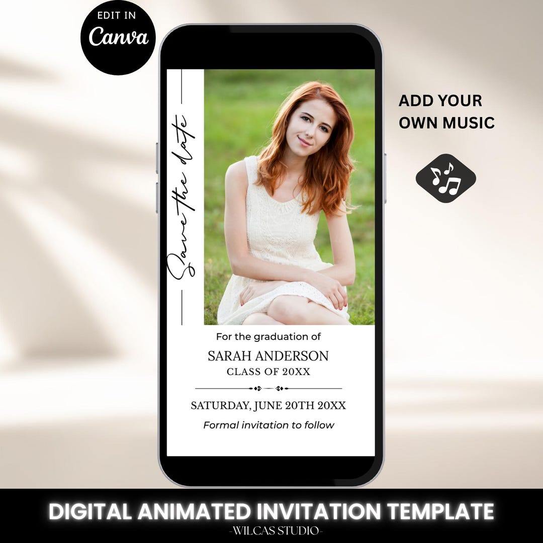 Animated Graduation Save the Date, Modern Photo Grad Announcement ...