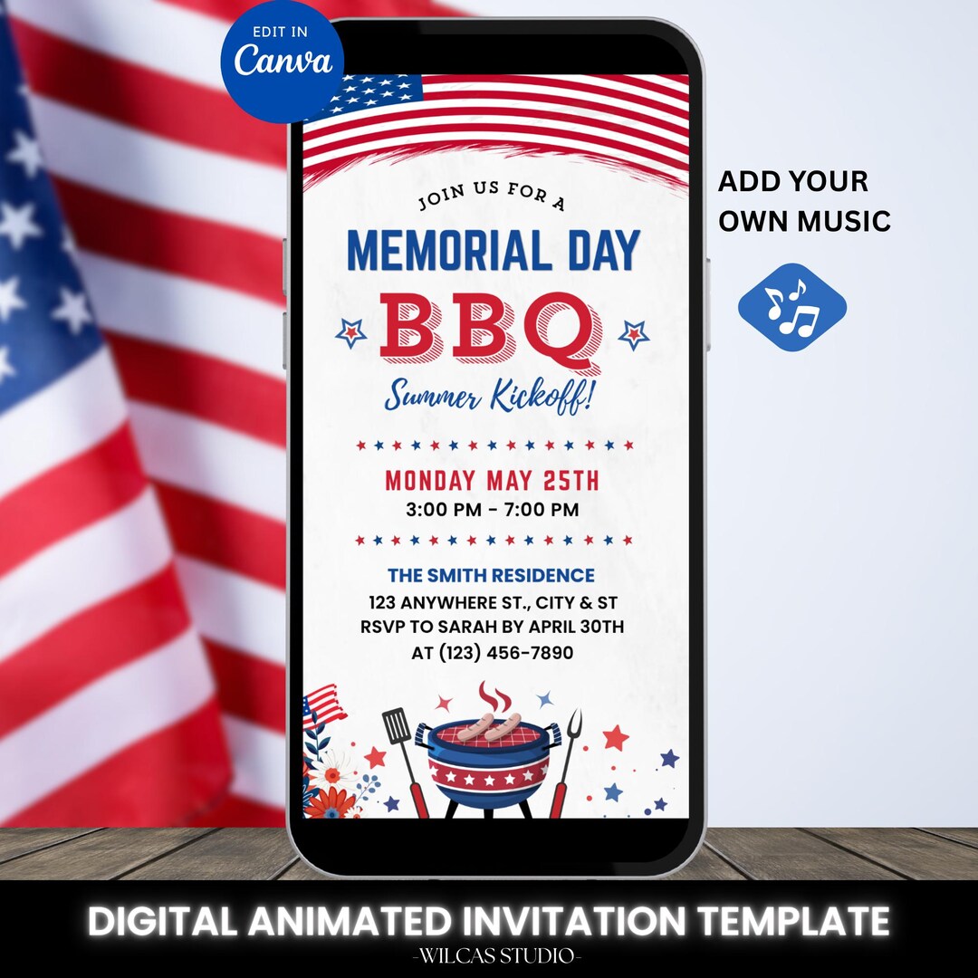 Memorial Day BBQ Invitation Video, Animated Summer Kickoff BBQ Party ...