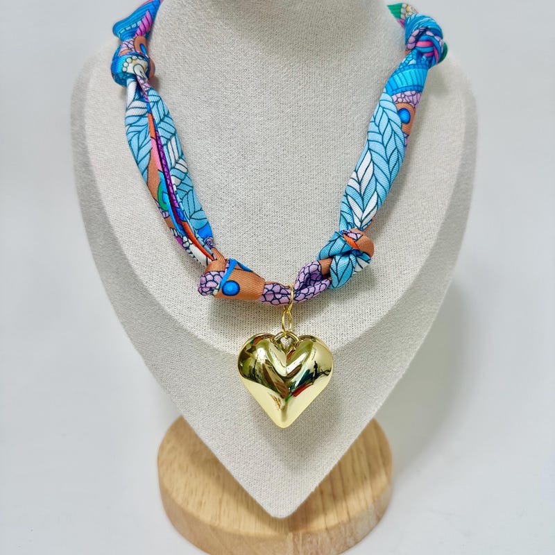 Elodie Cross Coin Scarf Necklace- Navy/Seafoam