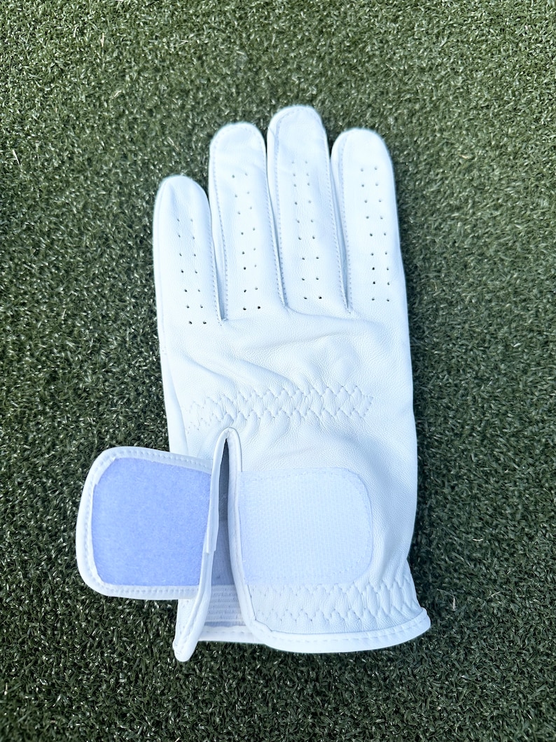 Mens Christmas gift. white leather customized initial monogram golf glove, luxury personalized gift for golf lovers. image 7