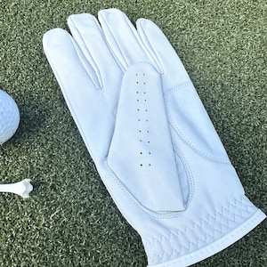 Mens Christmas gift. white leather customized initial monogram golf glove, luxury personalized gift for golf lovers. image 6