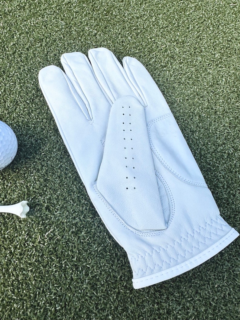 Mens Christmas gift. white leather customized initial monogram golf glove, luxury personalized gift for golf lovers. image 6