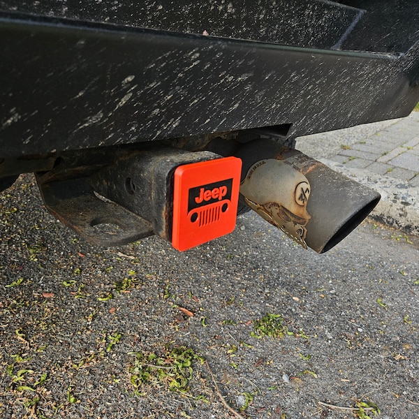 Jeep Grill Hitch Cover - Customizable Trailer Hitch Cap