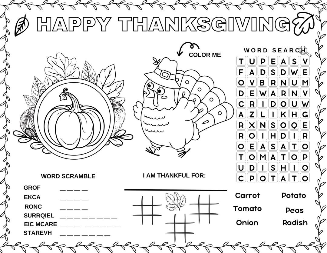 4 Pack Thanksgiving Activity Mat Bundle - Etsy