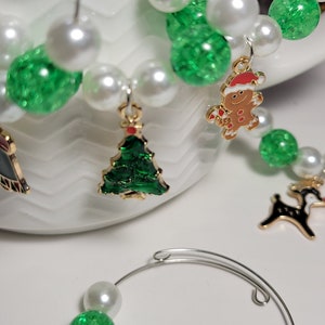 Set of 6 Christmas Wine glass charms, Coffee mug charm, drink marker