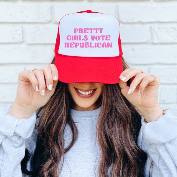 Pretty Girls Vote Republican Hat Trendy Trucker Hat Republican Mom Trump Girl Conservative Gifts Republican Hat Pink Trump Hat Republican