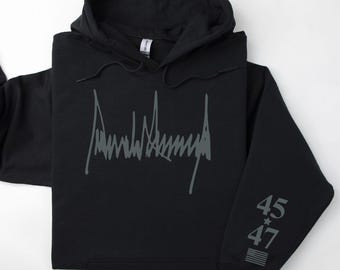 Donald Trump Signature Hoodie MAGA Sweatshirt Trump Hoodie Trump 47 45 47 Sweatshirt Pink Trump Sweatshirt Republican Party Trump Gifts