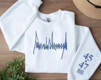 Donald Trump Signature Sweatshirt MAGA Sweatshirt Trump Hoodie Trump 47 45 47 Sweatshirt Pink Trump Sweatshirt Republican Party Trump Gifts