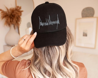 Trump Signature Hat Embroidered Hat MAGA Hat Trump Hat 45 47 Hat American Flag Hat Trump Supporter Conservative Patriot Trump Gifts 47