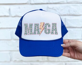 Womens Trucker Hat MAGA Trump Hat Retro Trump Hat Patriotic Trump Hat for Women Republican Conservative Trump Supporter Political Trump Gift