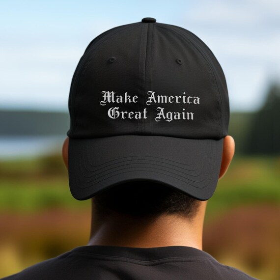 Casquette MAGA Trump – Chapeau Make America Great Again Noir, Broderie Drapeau USA, Cadeau Patriote