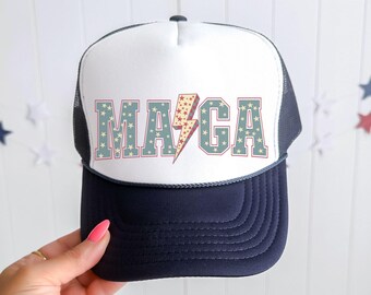 Womens Trucker Hat MAGA Trump Hat Retro Trump Hat Patriotic Trump Hat for Women Republican Conservative Trump Supporter Political Trump Gift