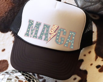 Womens Trucker Hat MAGA Trump Hat Retro Trump Hat Patriotic Trump Hat for Women Republican Conservative Trump Supporter Political Trump Gift