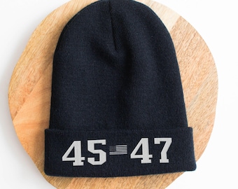 President Trump Beanie Embroidered Hat 45 47 Trump Merch Women’s Trump Hat Trump Men's Hat Trump Supporter President Trump Gifts Republican