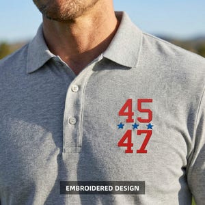 Trump 2024 Golf Polo Shirt Embroidered 45 47 Patriotic Mens Shirt Conservative Gift for Dad Father’s Day Golf Outfit USA Pride