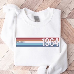 Mens 61st Birthday T-Shirt, Established 1964 Retro Strip, 61st Birthday Gift, 61st Birthday Party, 61st Birthday Gifts for Men, 1964 Shirt