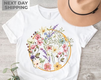 Flower Shirt, Gift For Her, Flower Shirt Aesthetic, Floral Graphic Tee, Floral Shirt, Vintage Shirt, Wildflower Shirt, Botanical Shirt