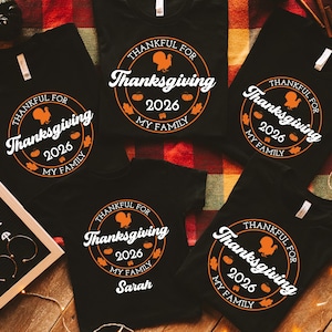 Custom Family Thanksgiving 2026 Matching Shirt, Personalized Family Thanksgiving Dinner Shirts, Autumn Family T-shirts, Pumpkin Season Shirt