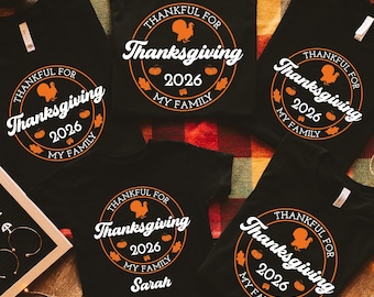 Custom Family Thanksgiving 2026 Matching Shirt, Personalized Family Thanksgiving Dinner Shirts, Autumn Family T-shirts, Pumpkin Season Shirt