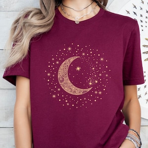 Mystic Moon Phase Shirt, Lunar Crescent Graphic Tee, Spiritual Astrology Top for Women, Celestial Shirt, Mystical Shirt, Spiritual Shirt