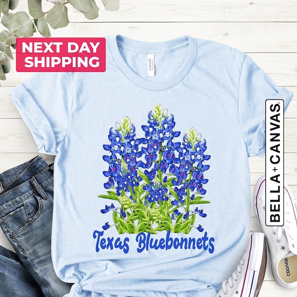 Texas Bluebonnets T-shirt, Colorful Texas Tshirt, Texas Bluebonnets Tee, Gift For Her, Texas Lover Gifts, Flower Tshirt, Botanical Gifts