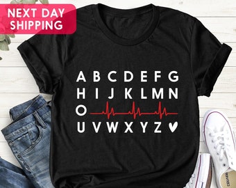 Nurse Shirt, PQRST Heartbeats Nurse Tee, Alphabet PQRST Nurse T-shirt, Gift For Nurse, Nurse Practitioner Gifts, Nurse Hero Shirt