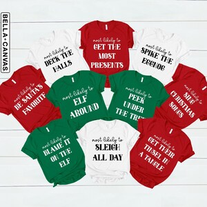 Family Christmas Shirts, Most Likely To, Matching Family Christmas Pajamas Shirts, Funny Christmas Party, Xmas Shirt, Christmas Group Tees