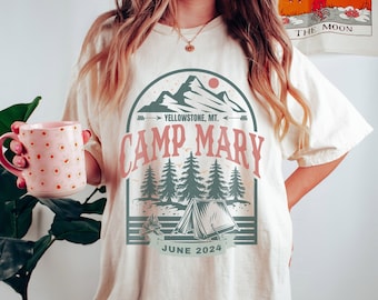 Vintage Camp Bachelorette Shirts Custom Camping Bachelorette Party Shirt Mountain Bride Tee Retro Lake Themed Bridal Party Gifts Hiking Tee