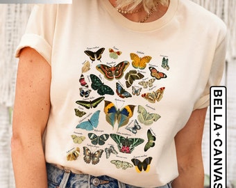 Vintage Butterfly Shirt, Moth Shirt, Cottagecore Shirt, Whimsigoth, Aesthetic Shirt, Butterfly Tshirt, Boho Shirt, Retro Women Shirt