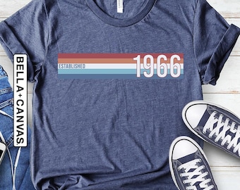 Mens 60th Birthday T-Shirt, Established 1966 Retro Style, 60th Birthday Shirt, Vintage 1966 Birthday Gift Shirt, 60th Birthday Gifts for Men